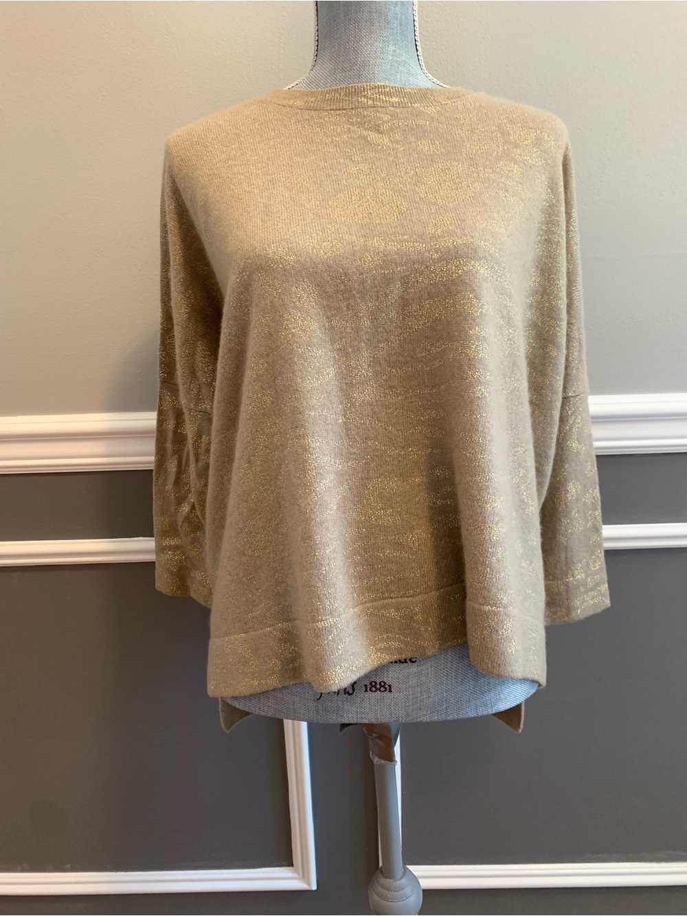 Autumn Cashmere Sweater Metallic Gold Women’s Size Medium High- Low Hem NEW